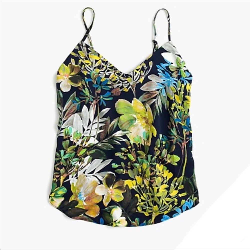 J. Crew Floral V-Neck Camisole in Navy, Yellow, Green